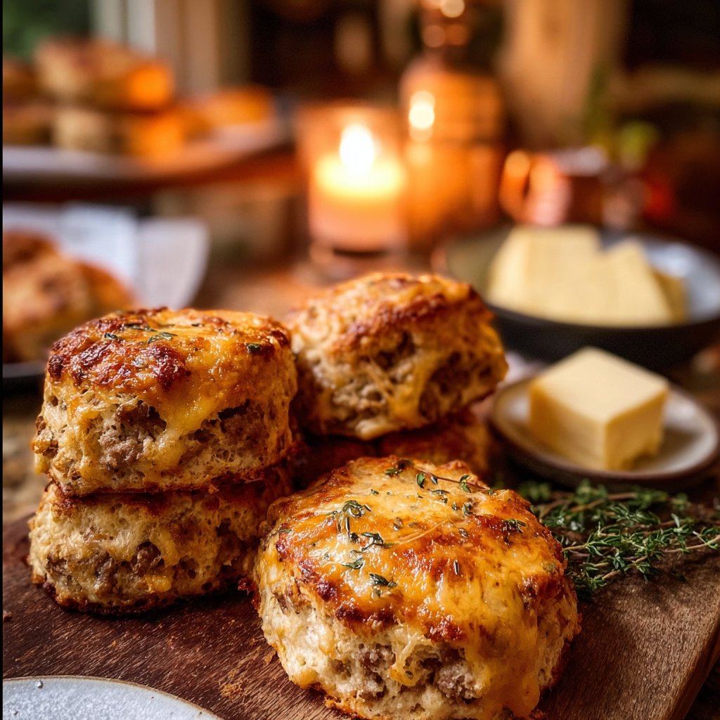 Sausage, Cheese, and Butter Swim Biscuits