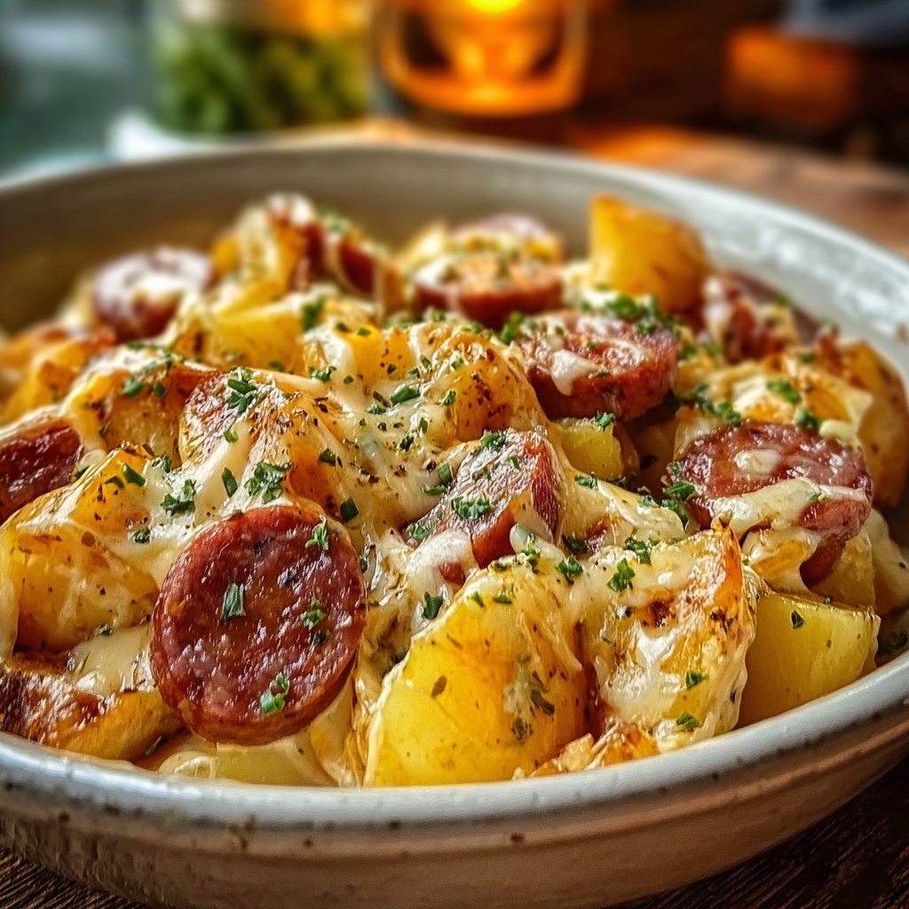 Cheesy Ranch Potatoes and Smoked Sausage