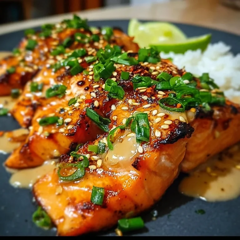 Delicious Bang Bang Salmon served on a plate with garnishes.