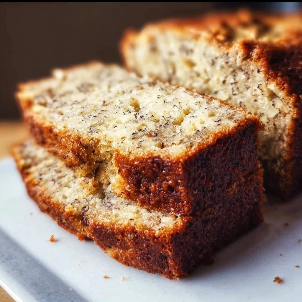 Delicious homemade banana bread loaves on a wooden table