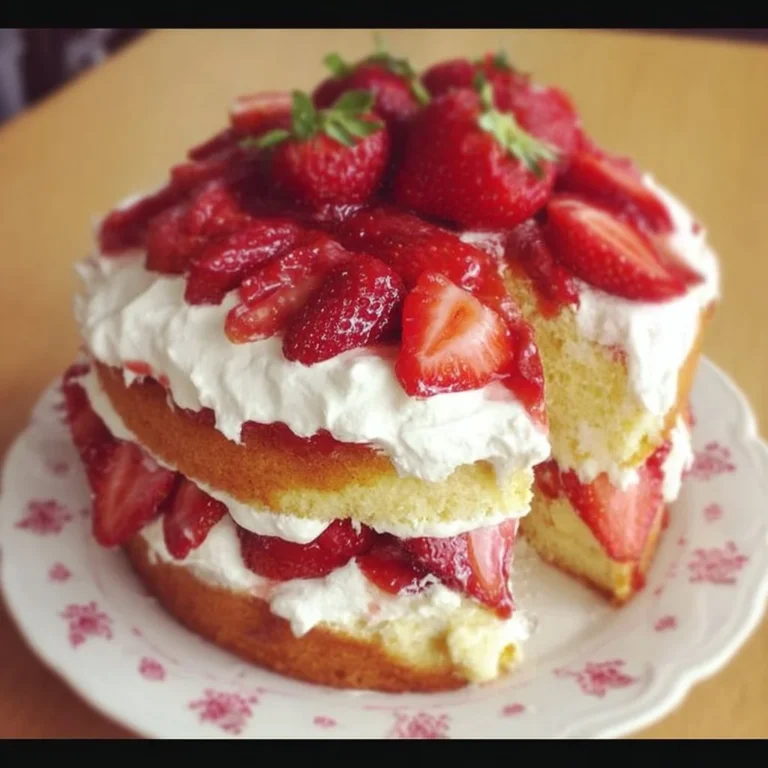 Delicious homemade strawberry shortcake with fresh strawberries and whipped cream