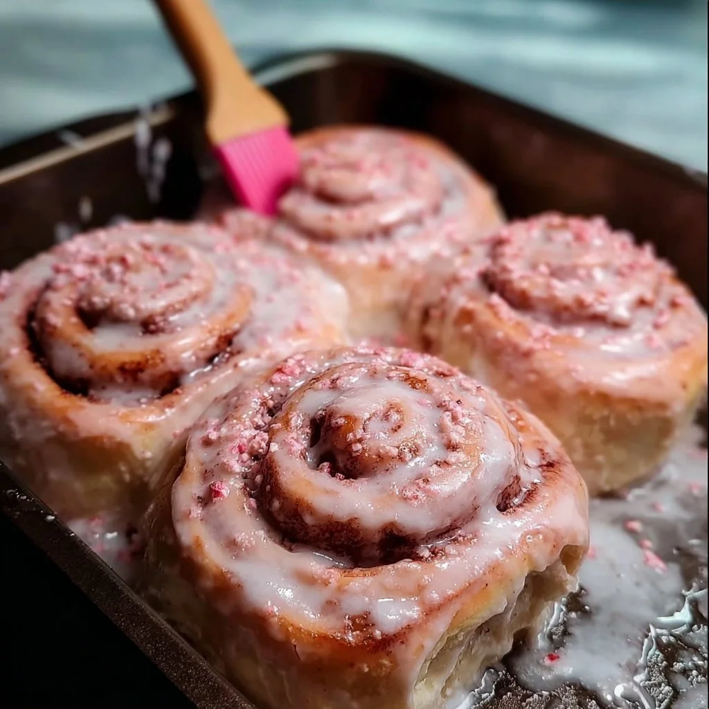 Freshly baked cinnamon rolls with icing on top, ready to enjoy