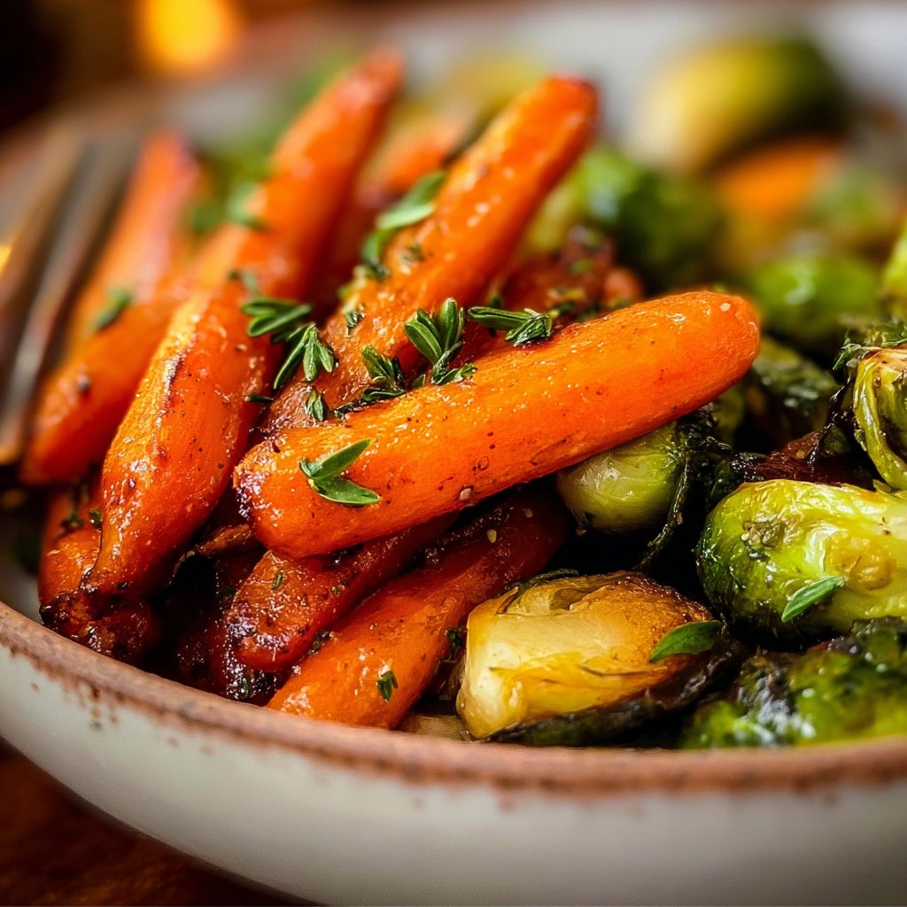 Paleo Maple Glazed Carrots and Brussels Sprouts