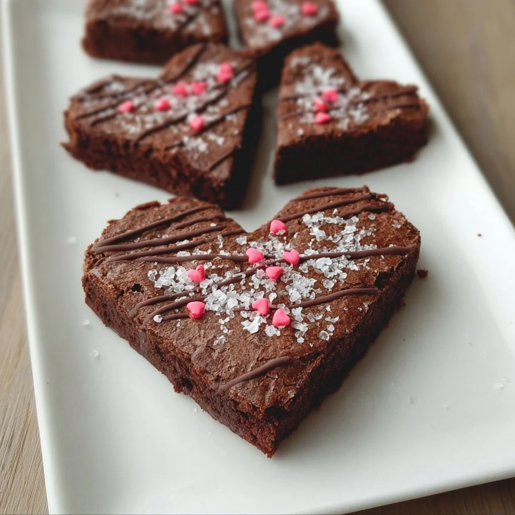 Delicious heart shaped brownies ready for a special occasion