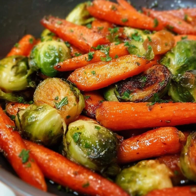 Paleo maple glazed carrots and Brussels sprouts on a plate