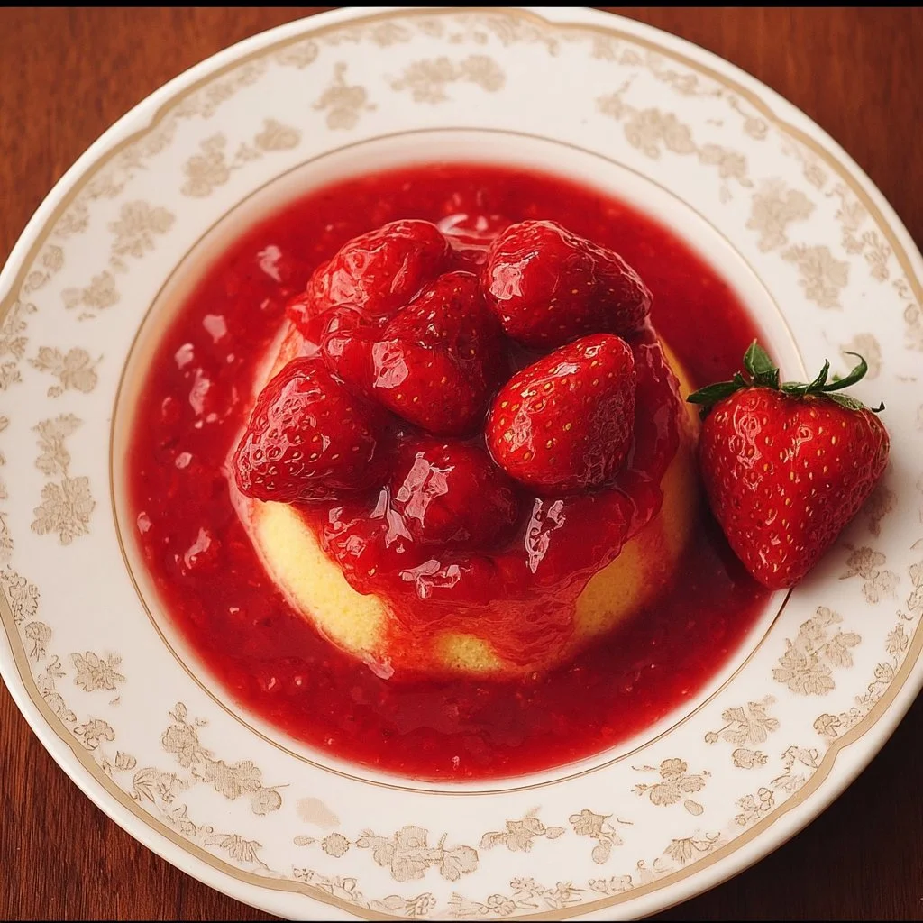 Fresh homemade strawberry sauce drizzled over dessert