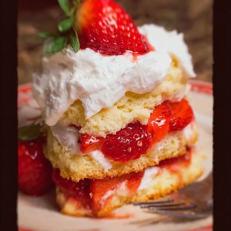 Delicious Strawberry Shortcake with fresh strawberries and whipped cream