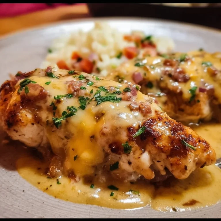 Delicious Texas Roadhouse smothered chicken with melted jack cheese on top