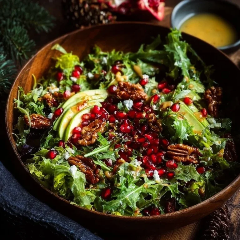 Winter Christmas Salad topped with honey mustard dressing and colorful veggies