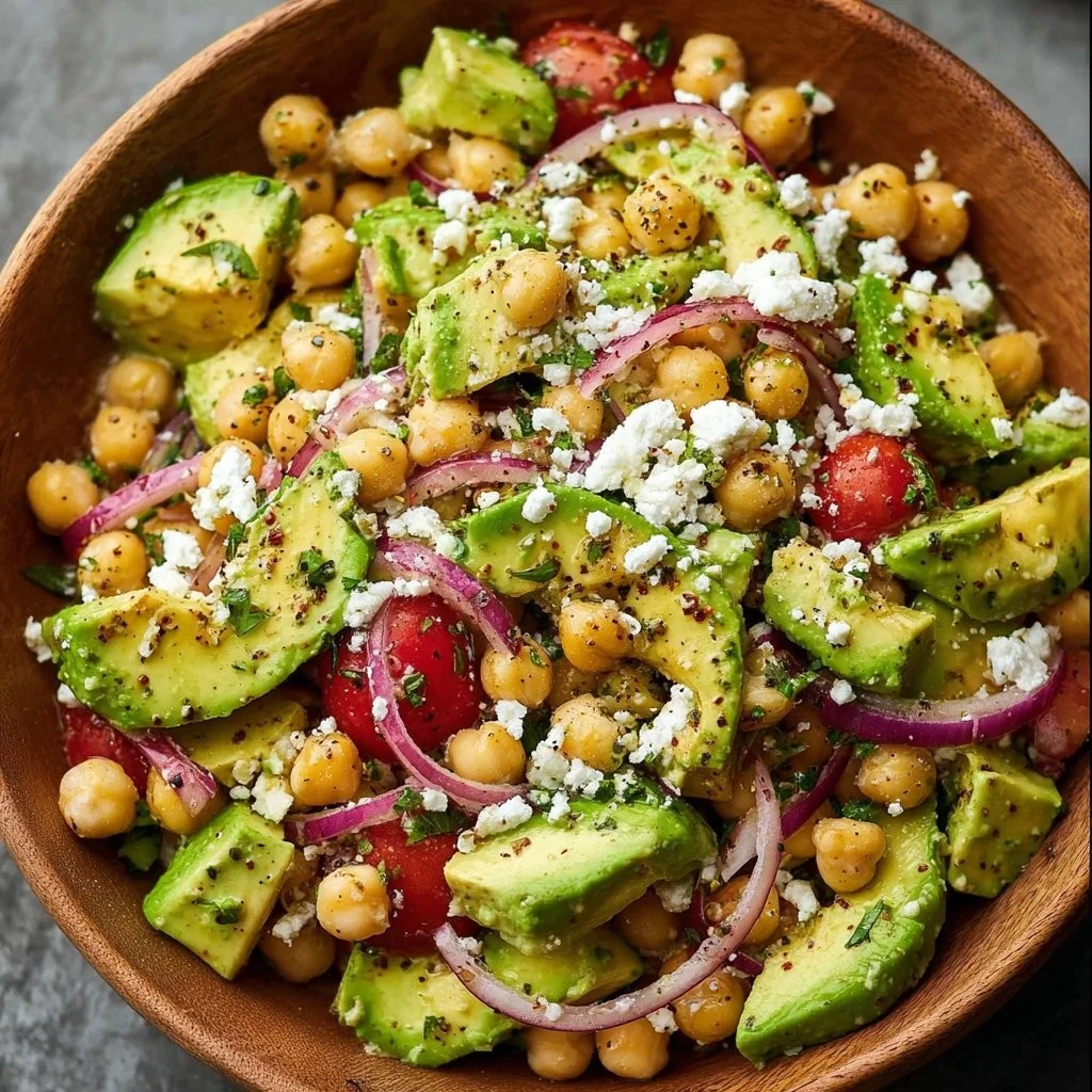 Chickpea Feta Avocado Salad