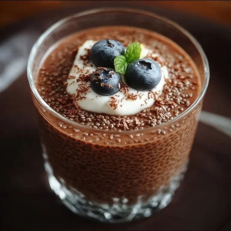 Delicious chocolate chia seed pudding in a bowl garnished with fruit