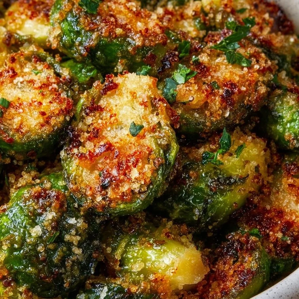 Crispy Garlic Parmesan Brussels Sprouts