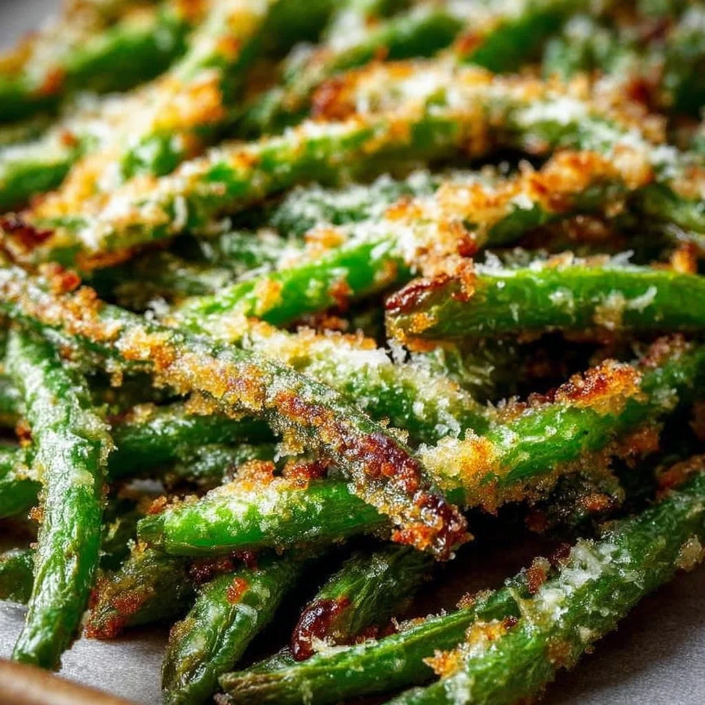 Crispy Garlic Parmesan Roasted Green Beans