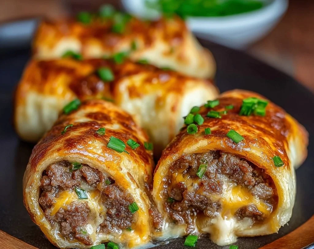 Garlic Butter Beef Cheeseburger Rollups