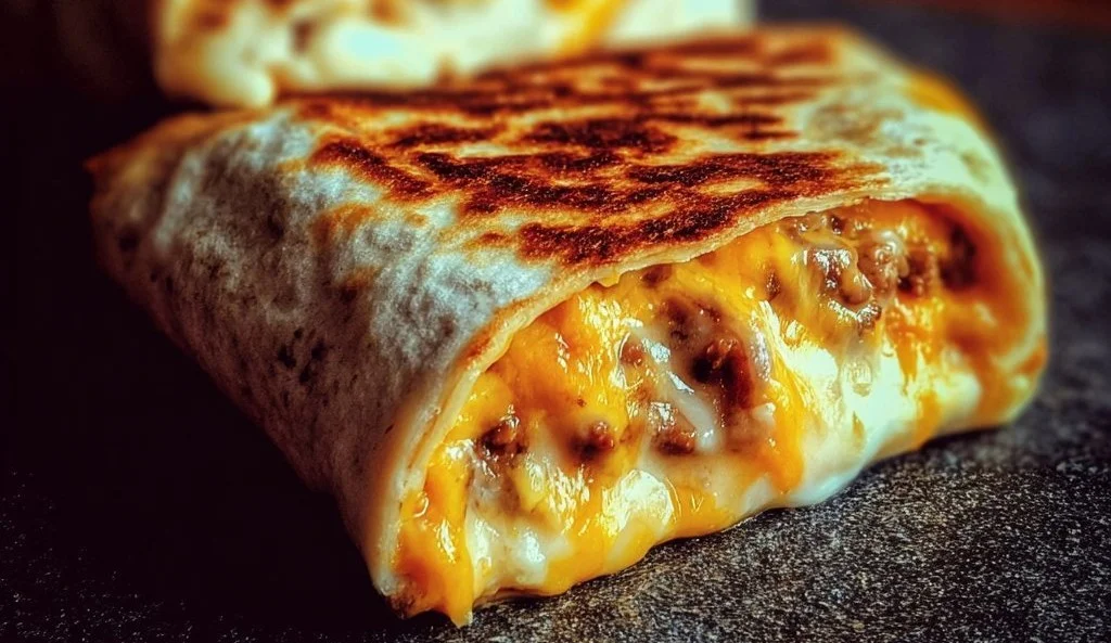 Delicious Grilled Cheese Burrito with melted cheese and crispy edges