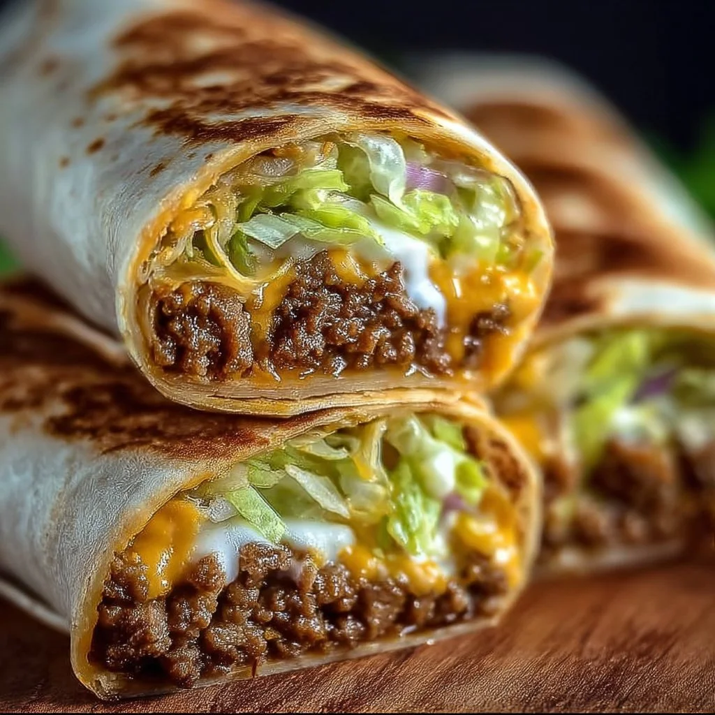 Delicious Homemade Big Mac Wraps on a plate ready to be served.