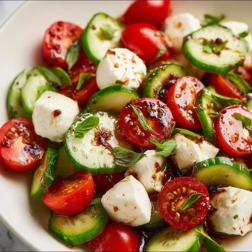 Juicy Cucumber Caprese Salad