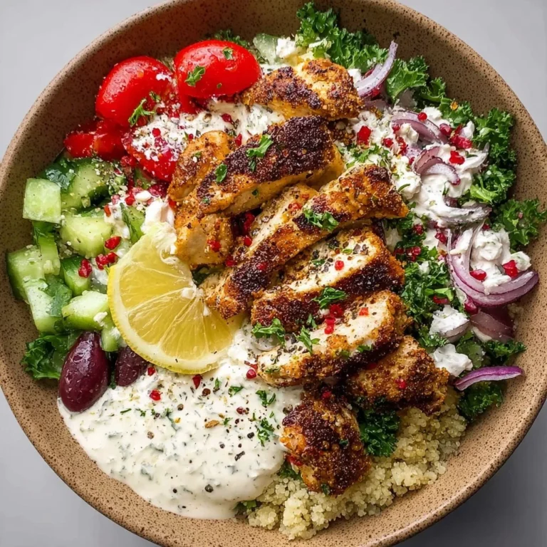 Delicious Mediterranean Chicken Bowl with fresh vegetables and grains