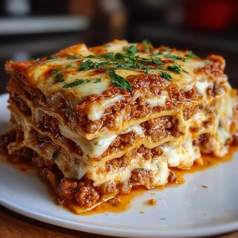 Delicious Million Dollar Lasagna served in a dish with melted cheese and layers