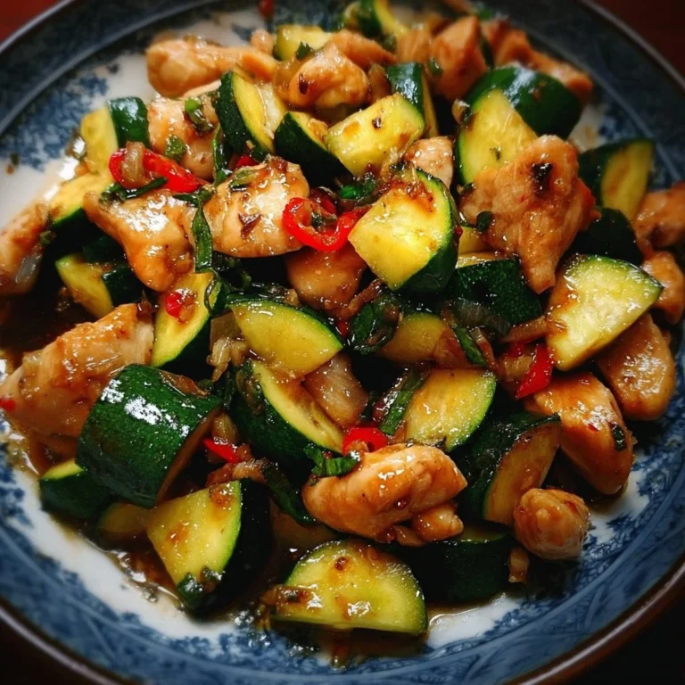 Delicious chicken zucchini stir fry with colorful vegetables