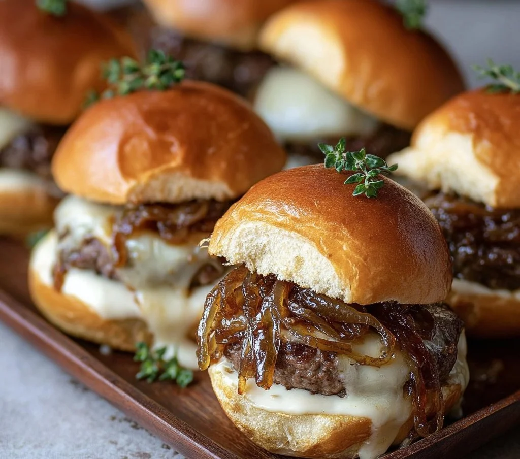 Smash Burger Sliders with Brie & Caramelized Onions