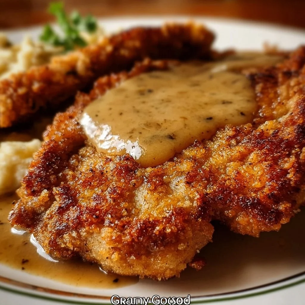 Delicious Southern Fried Pork Chops served with creamy gravy