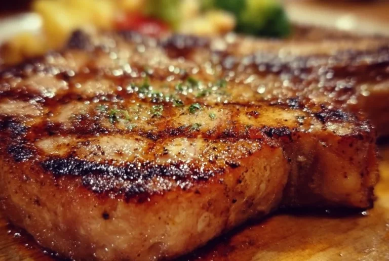 Delicious Texas Roadhouse pork chop served with sides