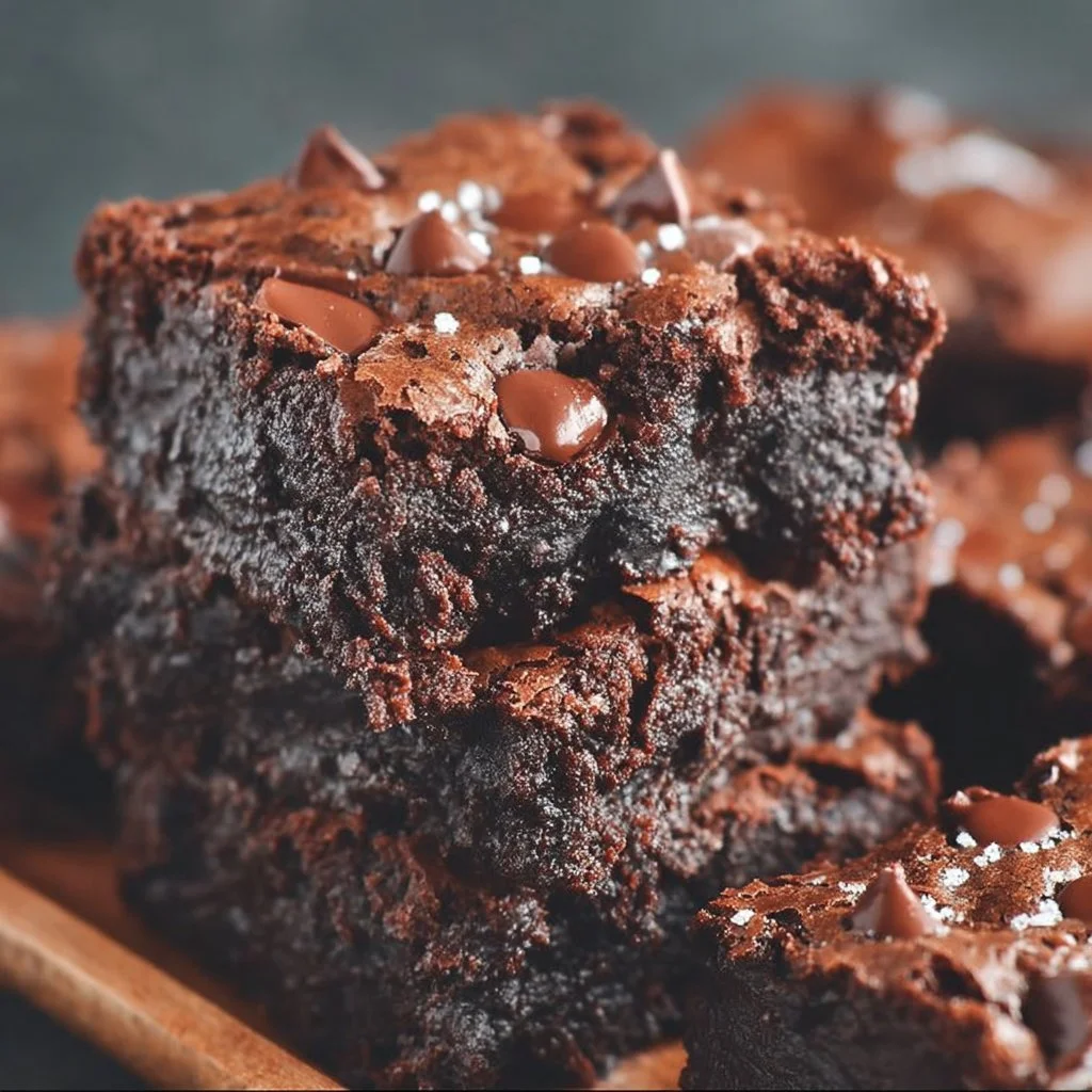 Delicious gluten-free brownies topped with chocolate and nuts.