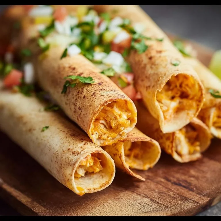 Plate of crispy gluten-free chicken taquitos ready to be enjoyed