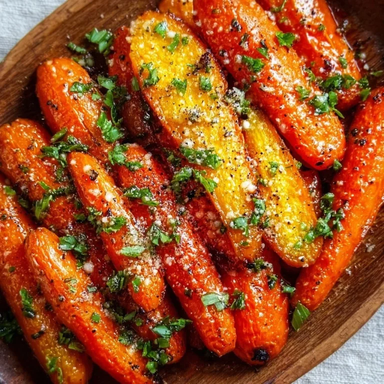 Bowl of easy ranch roasted carrots garnished with herbs