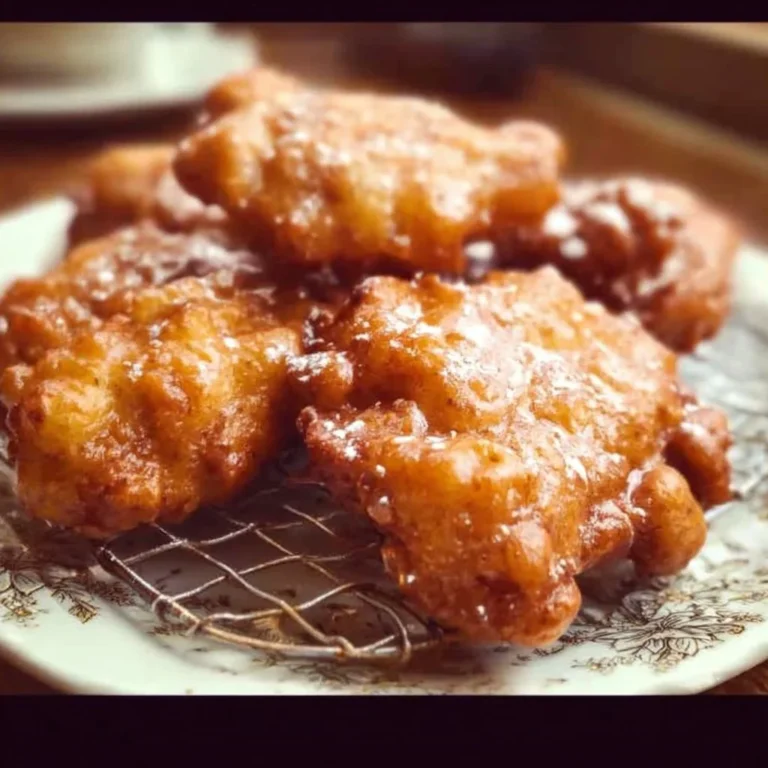 Gluten-free apple fritters topped with powdered sugar