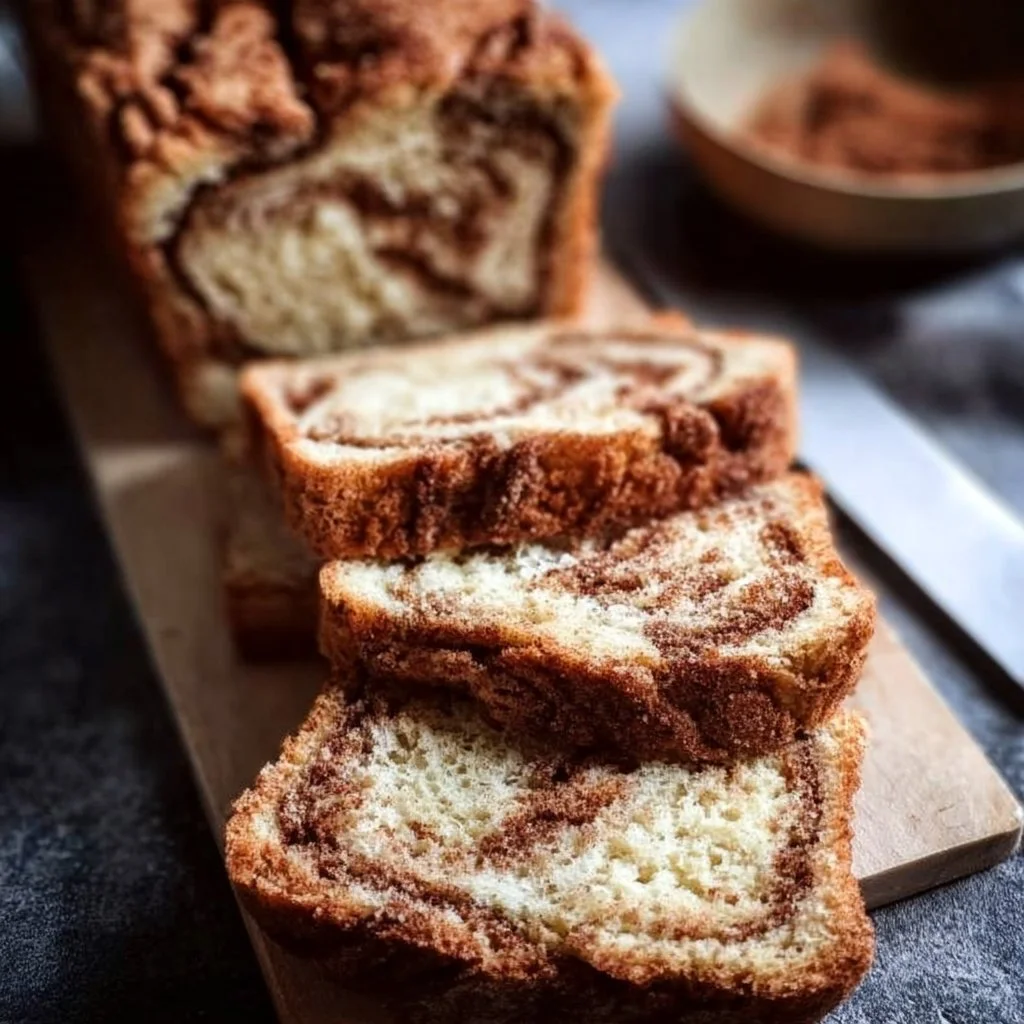 A loaf of gluten-free cinnamon swirl bread with a tempting swirl pattern