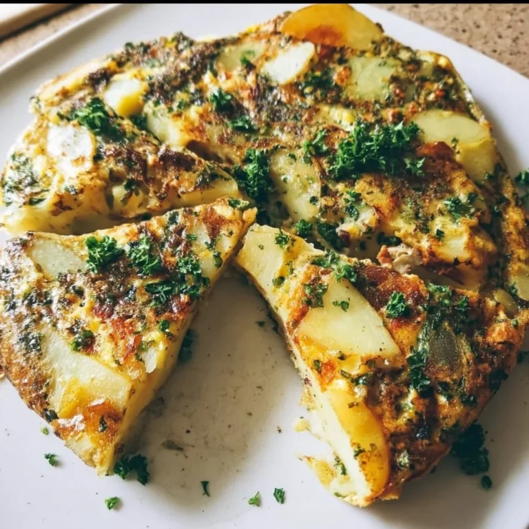 Paleo Potato Frittata with fresh ingredients and herbs on a plate.