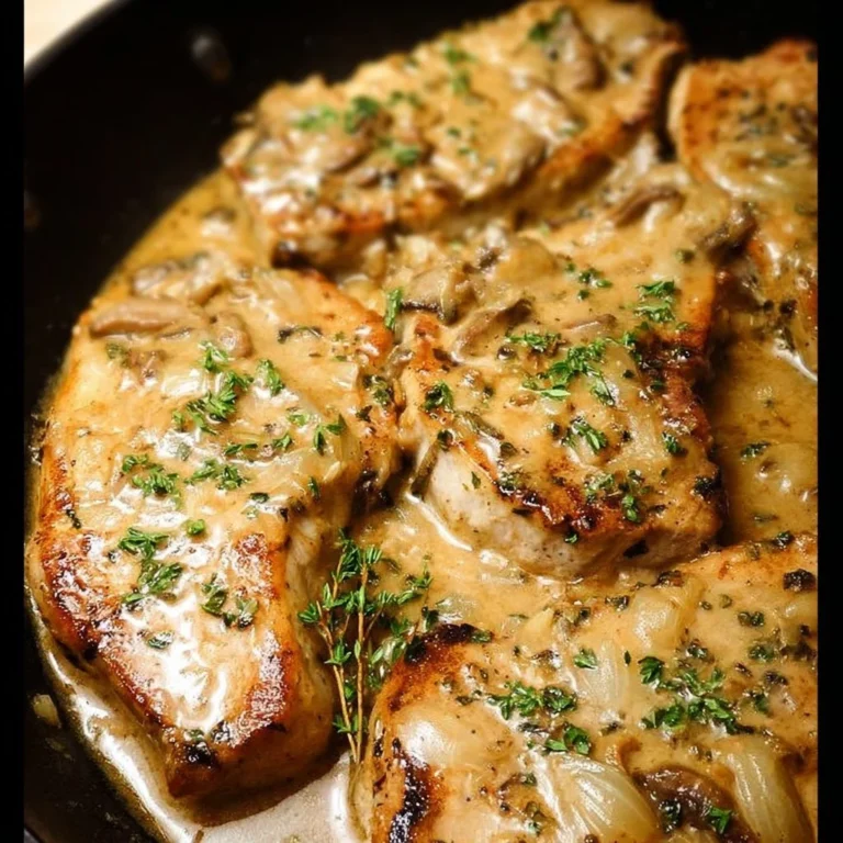 Delicious smothered pork chops with savory gravy and side dishes