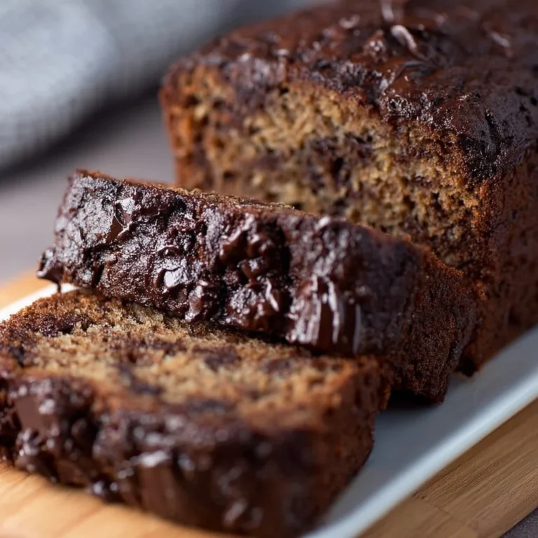 Teller mit frischem Bananenbrot mit Schokolade auf einem Tisch