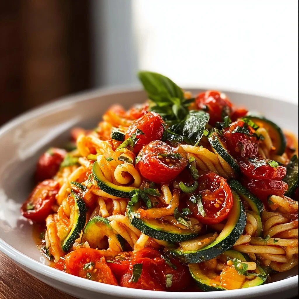 Gesunde Tomaten-Zucchini-Pasta