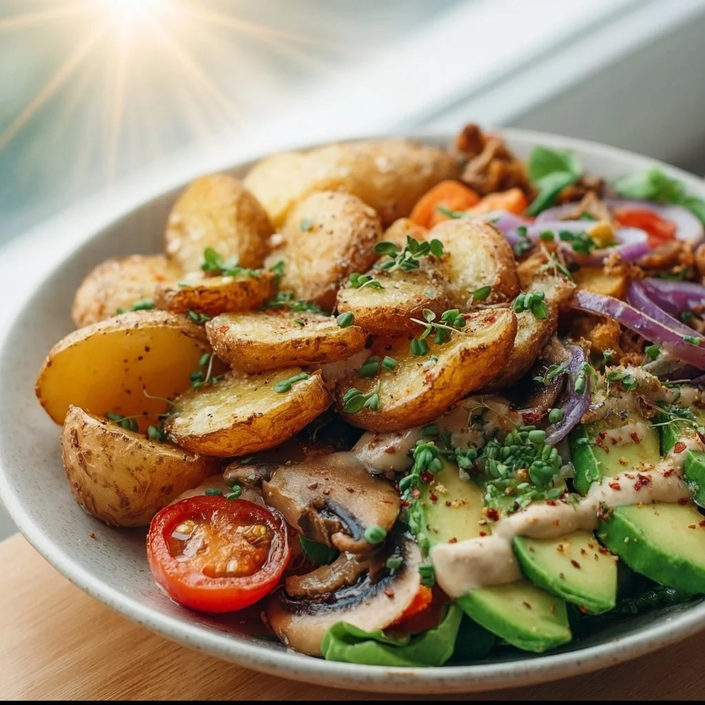 Leckere und gesunde vegetarische Kartoffelgerichte zubereitet mit frischen Zutaten.