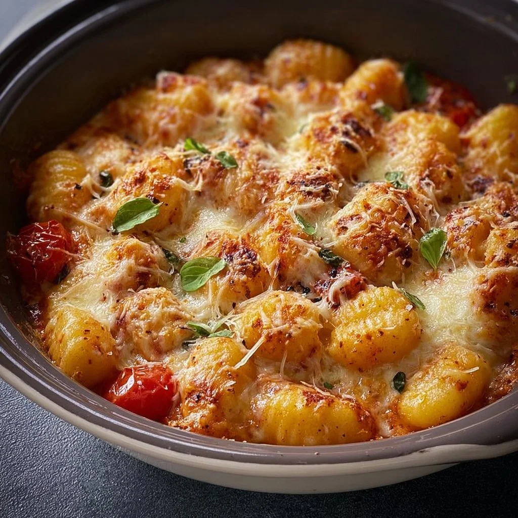 Leckerer Gnocchi Auflauf aus dem Airfryer mit Käse und Gemüse