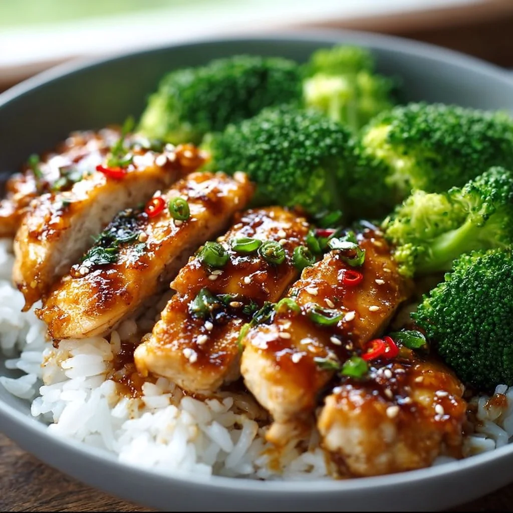 Hühnchen Teriyaki mit Brokkoli und Reis