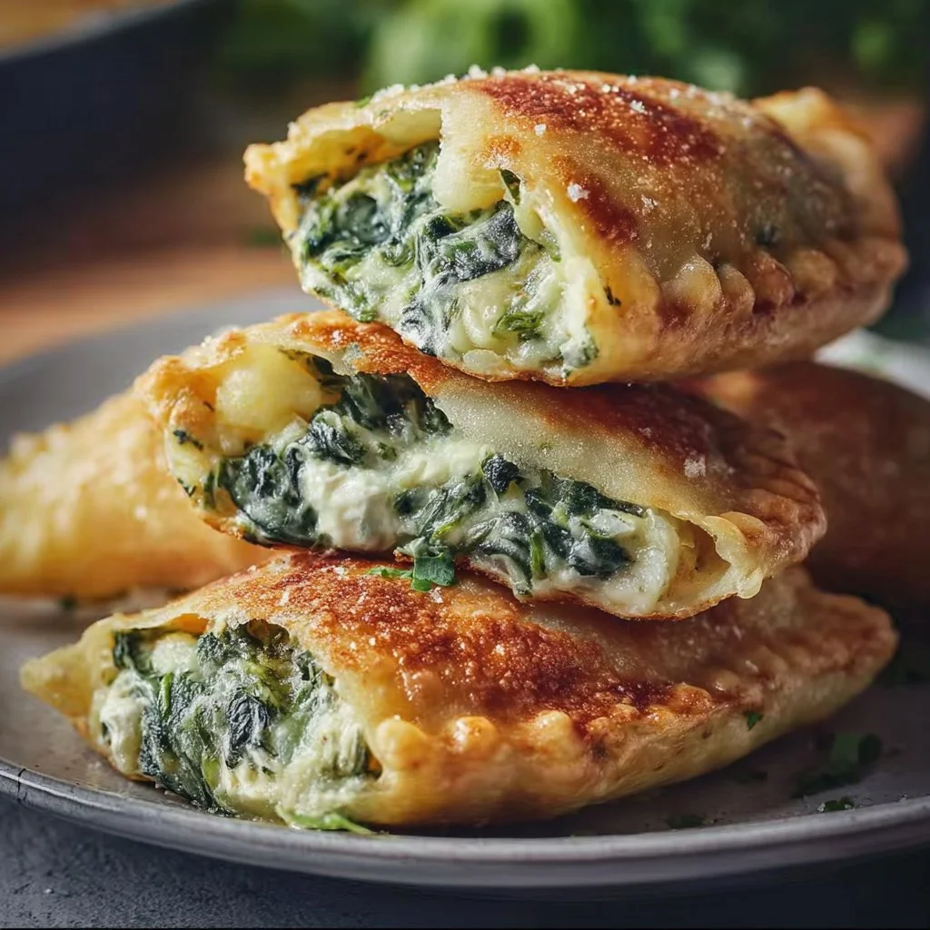 Kartoffeltaschen mit Spinat-Frischkäse-Füllung genießen!