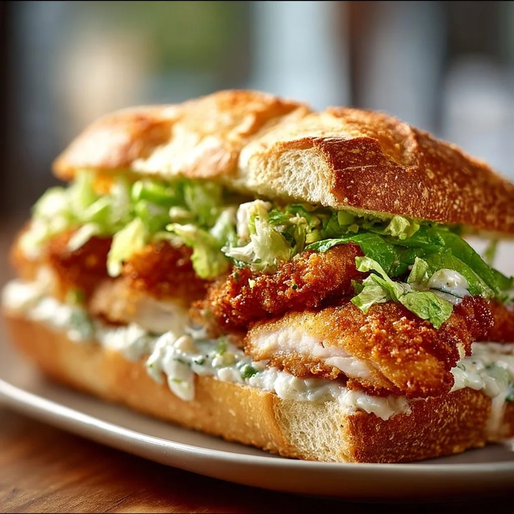 Knuspriges Hähnchen-Caesar-Sandwich