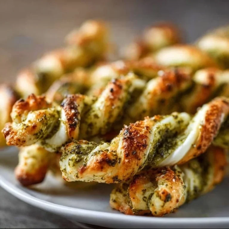 Pesto-Drehriegel mit Mozzarella auf einem Holzteller, frisch zubereitet