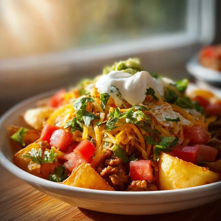 Schnelle Kartoffel-Taco-Bowl mit frischen Zutaten und buntem Gemüse.