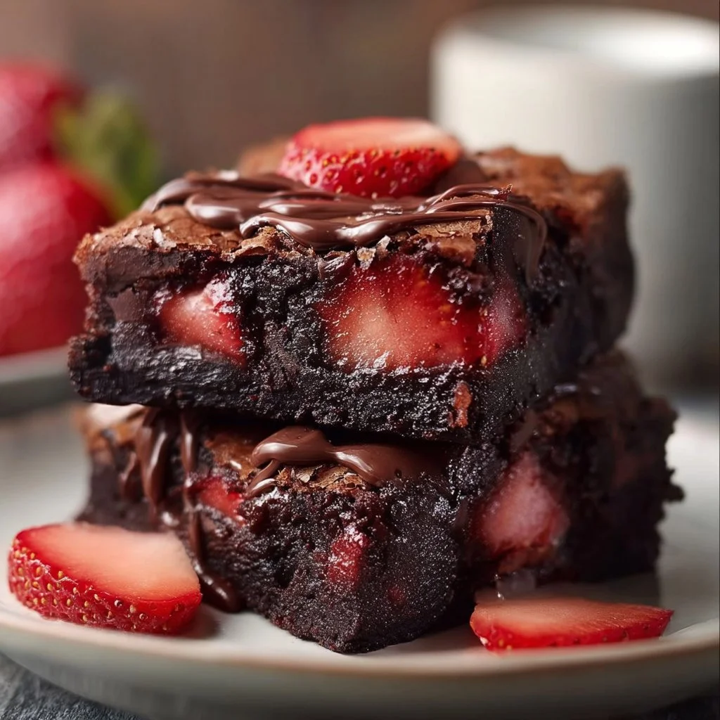 Schoko Erdbeer Brownies