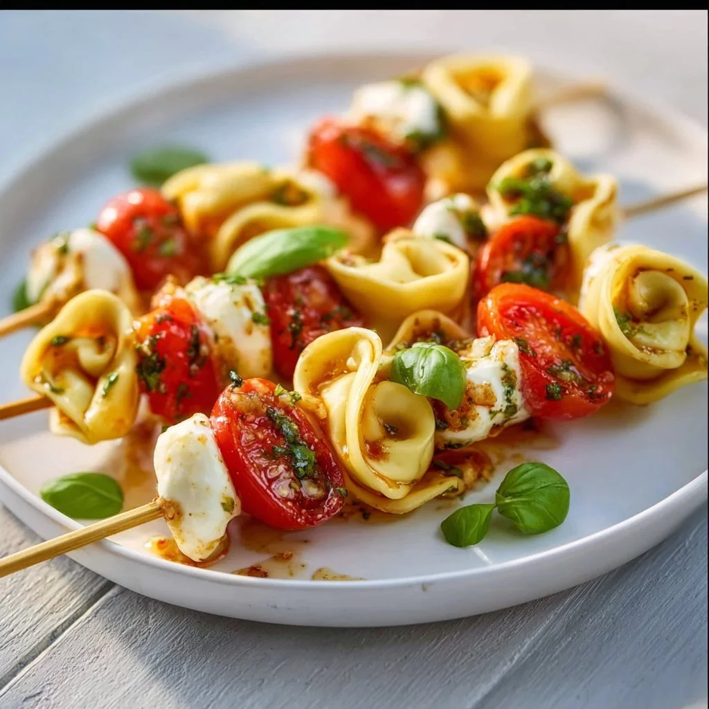 Tortellini-Spieße mit Tomate und Mozzarella