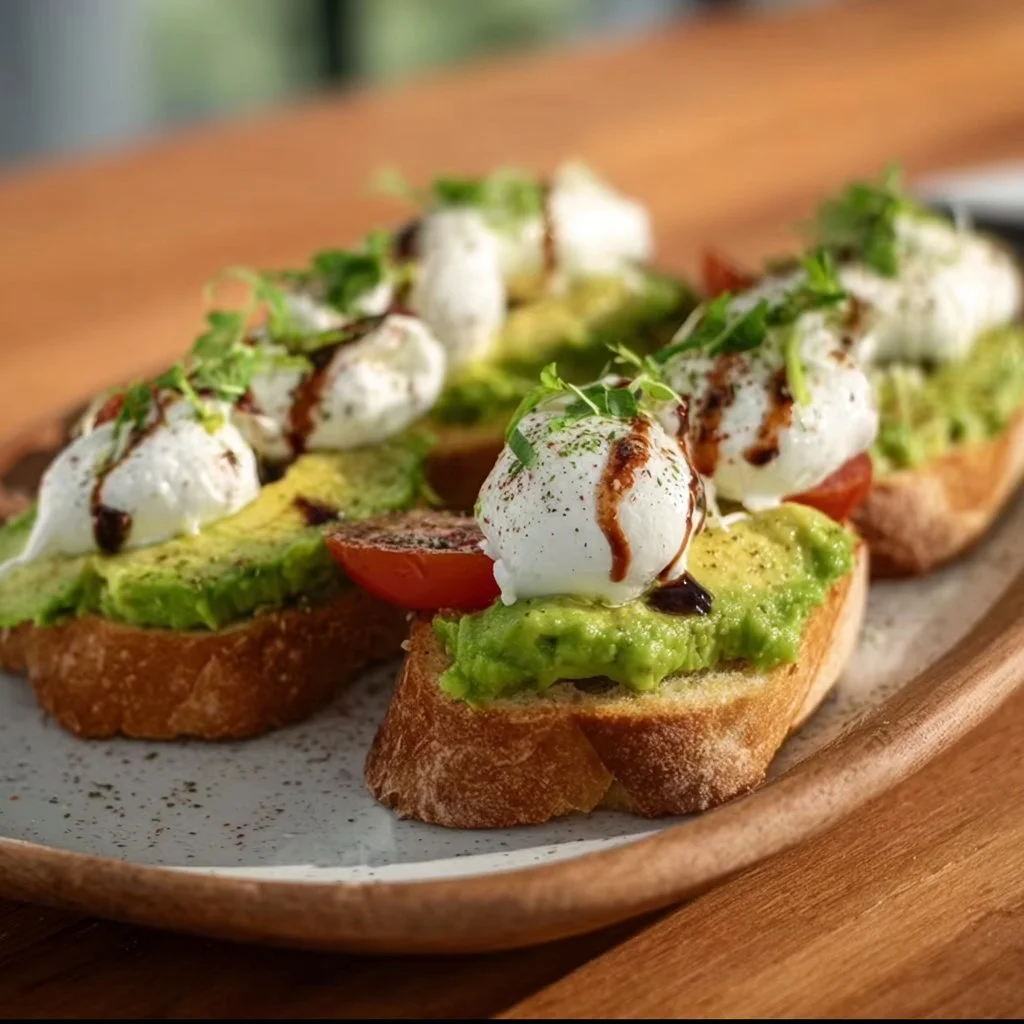 Avocado-Burrata-Baguette mit frischem Brot, cremiger Burrata und reifer Avocado