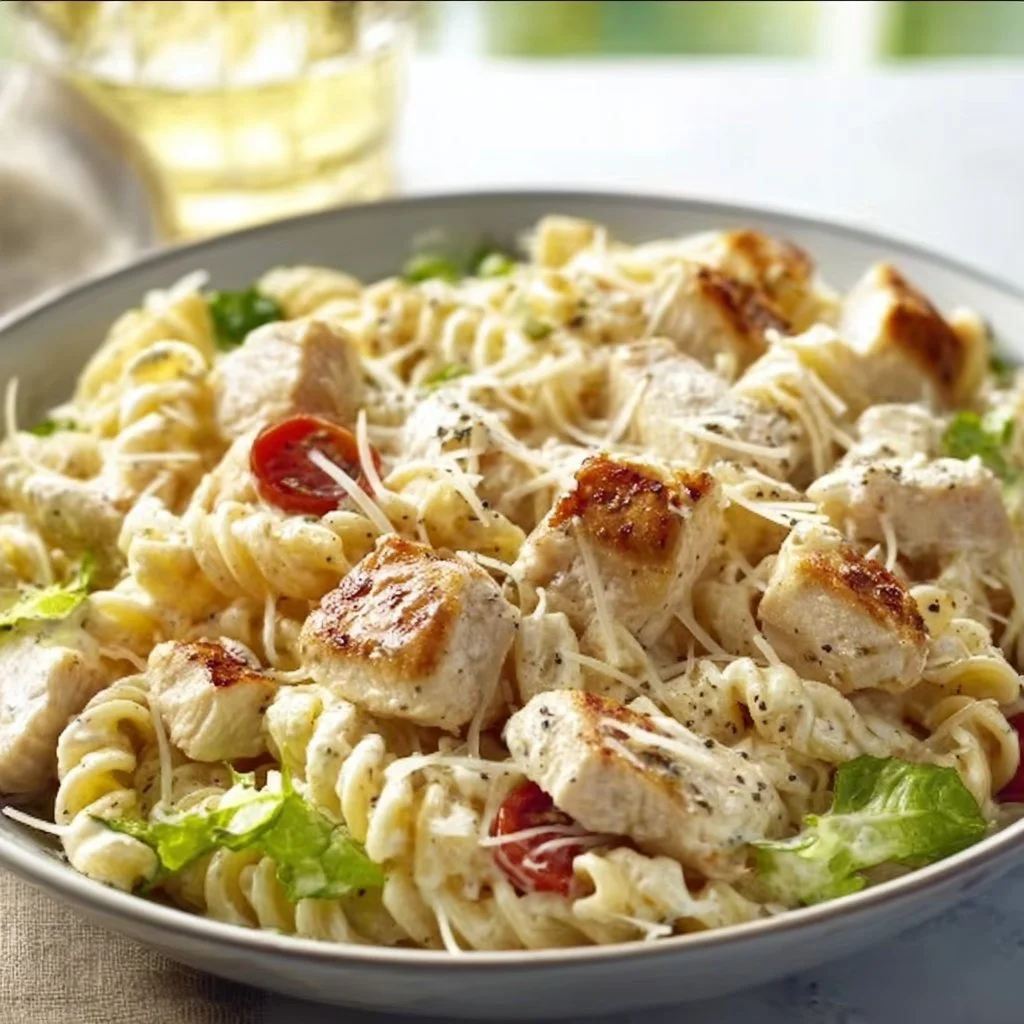 Cremige Hähnchen-Pasta mit frischen Zutaten und köstlicher Sauce