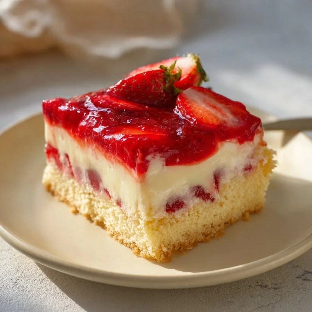 Cremiger Erdbeer-Schmandkuchen mit Vanillepudding