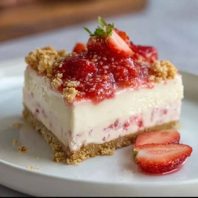 Erdbeer Crunch Käsekuchen ohne Backen, fruchtiger Dessert mit Crunch-Schicht