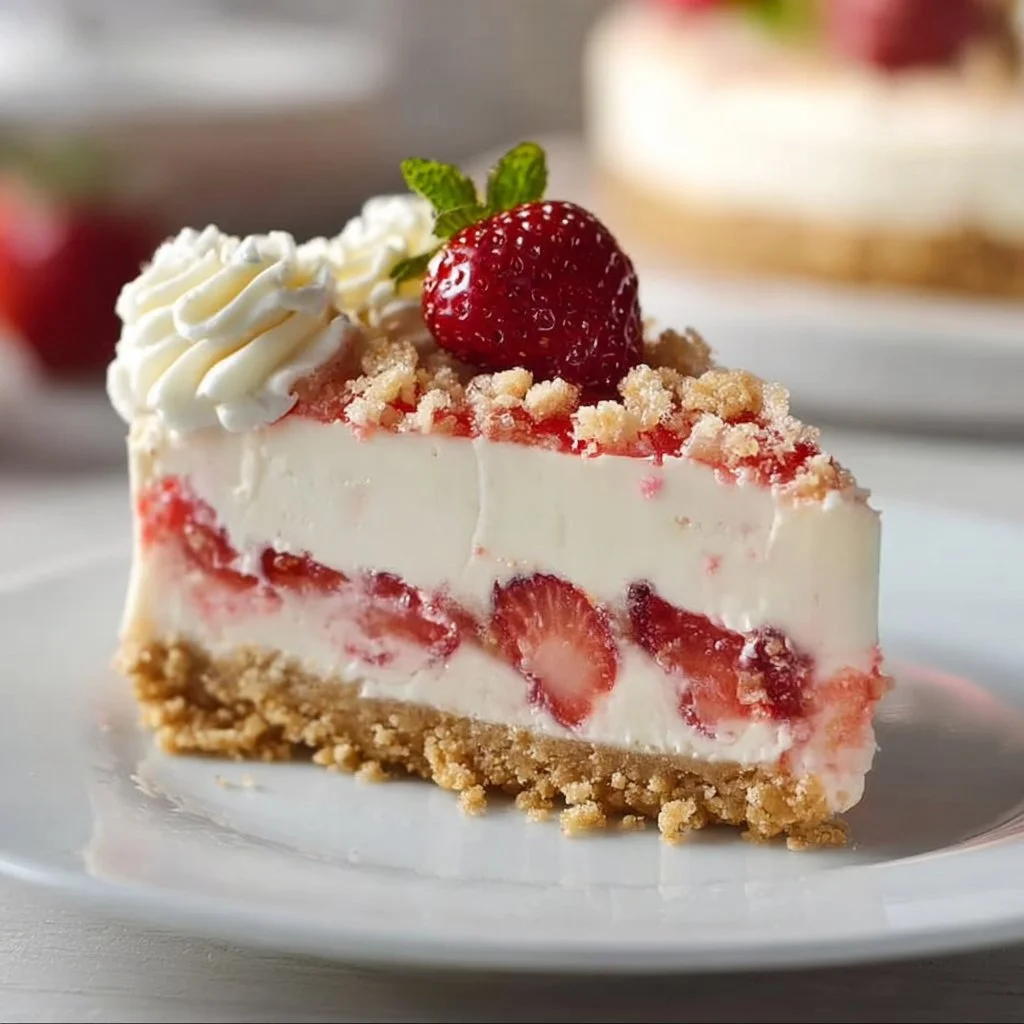 Erdbeer Crunch Käsekuchen ohne Backen